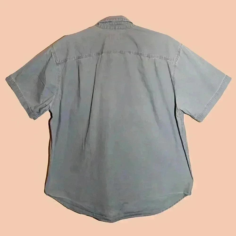 C.E. Schmidt Workwear‎ Gray Short Sleeve Collared Shirt Size XL Button Down Top